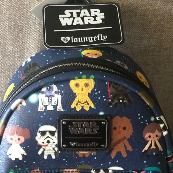 NWT Loungefly Disney Star Wars Chibi Characters Mini Backpack OG Heart Logo New - Picture 4 of 5
